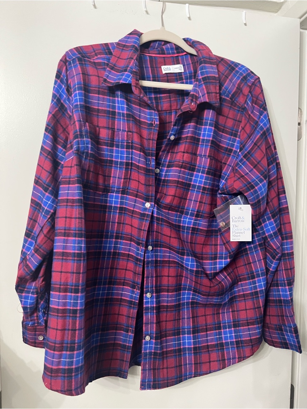 croft & barrow Red Plaid Button-Down Shirt with Blue Accents